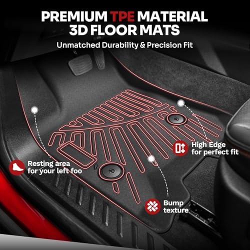 Powerty Floor Mats for 2023-2025 2026 Chevy Colorado/GMC Canyon All Weather 3D TPE Anti-Slip Truck Liners for 1st & 2nd Row Accessories