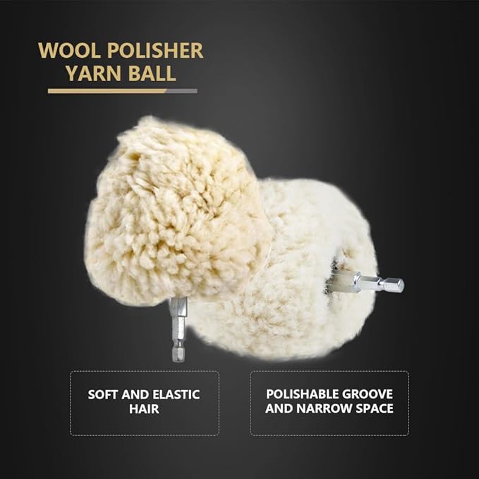 SPTA Polishing Cone, Car Wheel Hub Drill Buffing Sponge Pads Kit, Polishing Ball (Wool Polishing Cone)