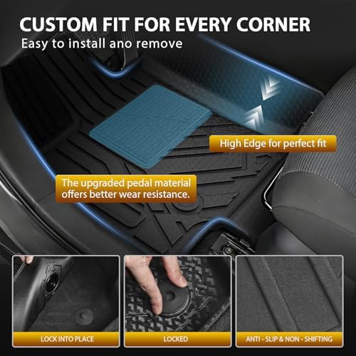 Powerty Floor Mats for Toyota RAV4 Hybrid 2026 2027(Not for PHEV), All Weather 3D TPE Anti-Slip Trunk Cargo Liner Seat Back Covers with Door Sill Guards Protectors Full Set Car Accessories
