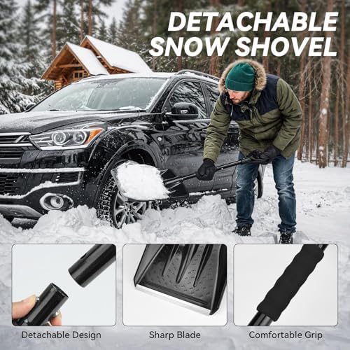 VCANENERGY Car Emergency Kit with Jumper Cable, First Aid Kit, Winter Travel Assistance with Detachable Snow Shovel, Safety Emergency Kit for Cars, Trucks