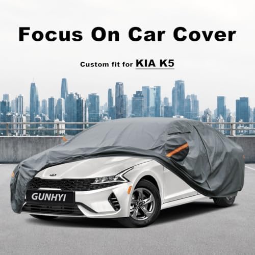 GUNHYI Premium Car Cover Custom Fit Kia Optima/Kia K5, 16 Layers Heavy Duty Car Cover Waterproof All Weather with Zipper Door for Sun Rain Snow Dust Uv Protection
