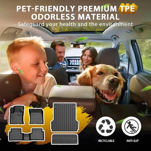 Powerty Floor Mats for 2022-2026 2027 Ford Maverick Gas Model Accessories All Weather TPE Truck Bed Mat Tailgate Liner Protector Replacement Full Set for Maverick