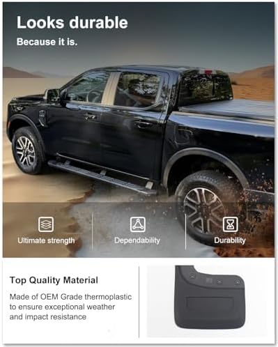 Kiwi Master No Drill Mud Flaps for 2024-2026 Ford Ranger (Not Fits Raptor)