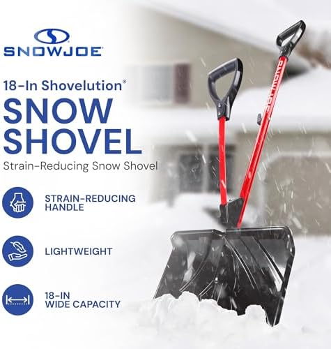 Snow Joe Snow Shovel with 18-Inch Blade and Assist Handle, SJ-SHLV01-RED