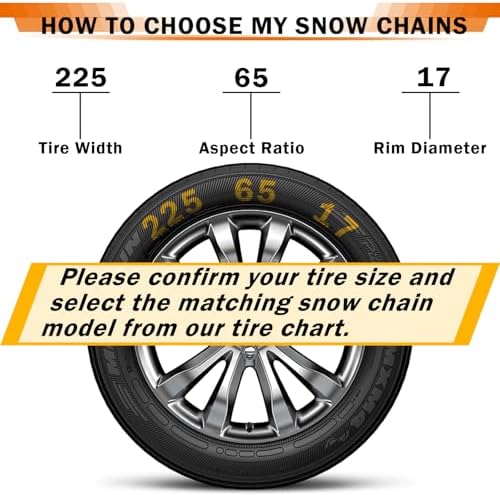 Coco Bird Heavy Duty Snow Chains Tire Chains for Light Truck, SUV & Pickup, Easy Installation, Wear-Resistant Alloy Steel for Superior Traction & Stability, Set of 2（SCRV-260）