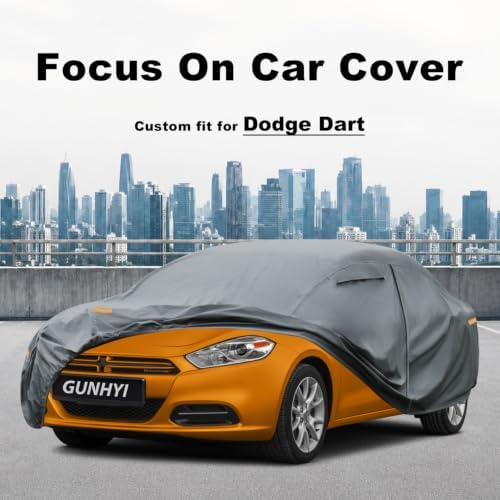 GUNHYI Premium Car Cover Custom Fit Dodge Dart, 16 Layers Heavy Duty Car Cover Waterproof All Weather with Zipper Door for Sun Rain Snow Dust Uv Protection