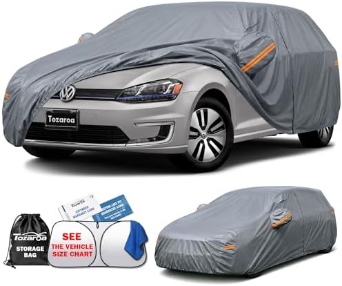 Hatchback Cover Waterproof All-Weather,Outdoor Full Exterior Car Covers Custom Fit for VW Golf,Honda,Ford Focus,Toyota Yaris,Chevrolet Bolt,Ioniq,Clubman,Suzuki SX4 etc Size H1(See Size Chart)