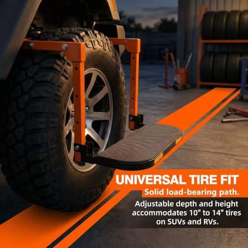 350lb Adjustable Folding Tire Step,Anti-Rust for Off-Road SUV RV Pickup
