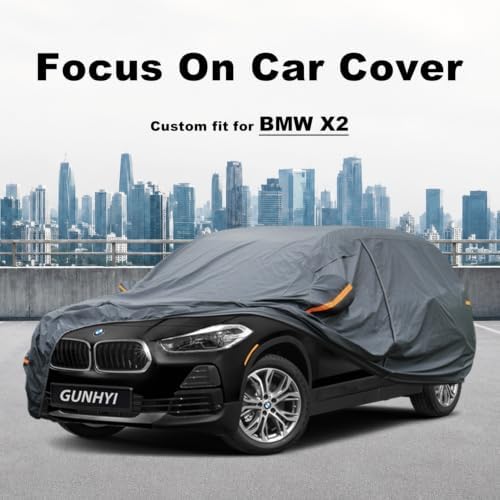 GUNHYI Premium Car Cover Custom Fit BMW X2/iX2, 16 Layers Heavy Duty Car Cover Waterproof All Weather with Zipper Door for Sun Rain Snow Dust Uv Protection