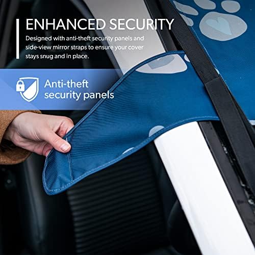 FrostGuard Vortex | Full-Coverage Car Windshield Cover for Ice and Snow, XL Size (Puppy Paws) - Wiper Blade + Side Mirror Covers - Fit-Fast Straps, Security Panels + Storage Pouch - for Trucks, SUVs
