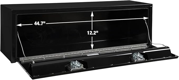 Buyers Products 1703328 Black Steel Underbody Truck Tool Box – 15 x 13 x 48 Inch - Truck Bed & Underbelly RV Storage Box, Locking T-Latch, Weather-Resistant, Heavy-Duty Flatbed Job Box, Made in USA