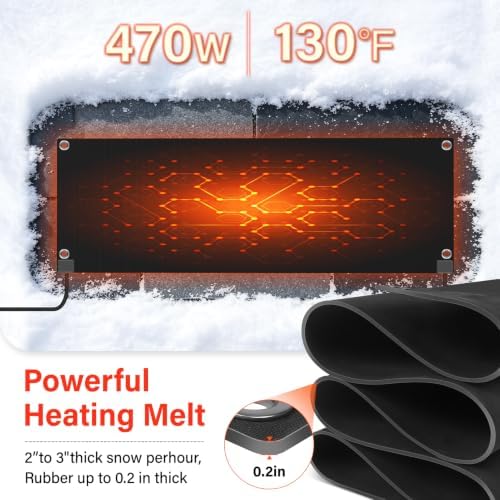 Heated Snow Melting Mat with GFCI,20" x 60" Heated Outdoor Mats for Walkway