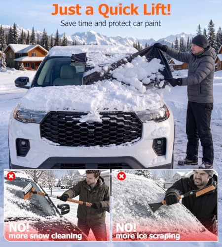 DooGooCoo 3-in-1 Universal Windshield Cover for Ice & Snow with Ice Scraper