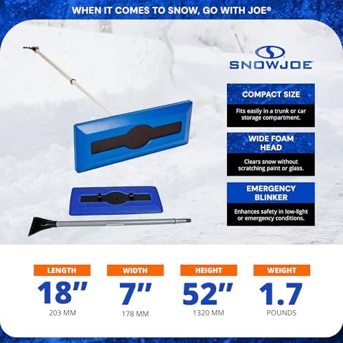Snow Joe 6 Pack 18 Telescoping Snow Broom & Ice Scraper, Foam Brush, SJBLZD