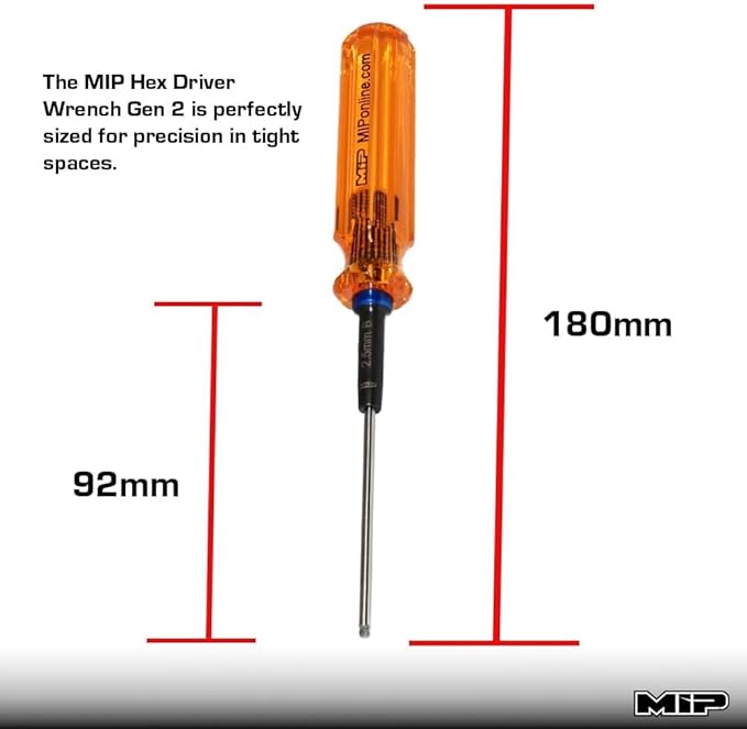 MIP RC Ball End Hex Screwdriver Set 9606 – 3-Piece Tool Kit (2.0mm, 2.5mm, 3.0mm) for RC Cars, Helicopters, Drones, Boats – Precision Hexagon Allen Wrenches for RC Repair – Made in USA