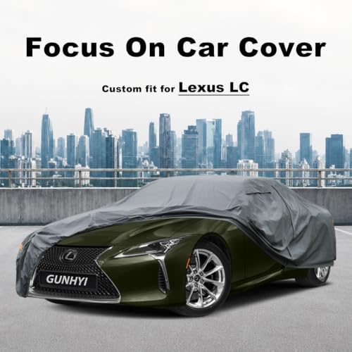 GUNHYI Premium Car Cover Custom Fit Lexus LC, 16 Layers Heavy Duty Car Cover Waterproof All Weather with Zipper Door for Sun Rain Snow Dust Uv Protection