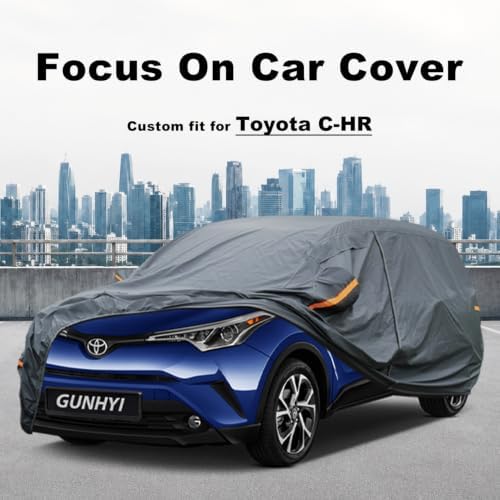 GUNHYI Premium Car Cover Custom Fit Toyota C-HR, 16 Layers Heavy Duty Car Cover Waterproof All Weather with Zipper Door for Sun Rain Snow Dust Uv Protection