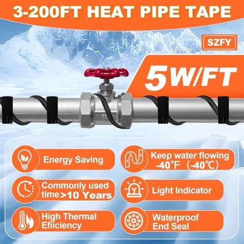 24FT Heat Tape for Water Pipes, -40°F Deicing Cable,120V 5W/FT