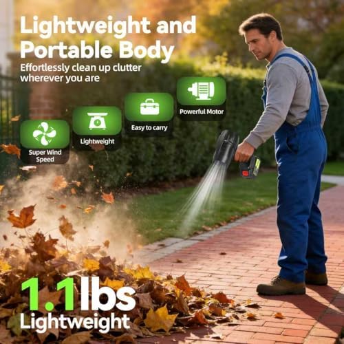 980,000 RPM Cordless Leaf Blower with 2 x 4.0Ah Batteries & Fast Charger, Handheld Rechargeable Electric Blower, Turbo Jet Blower for Lawn Care, Snow, Yard & Car Drying, Gift for Men/Father/Husband
