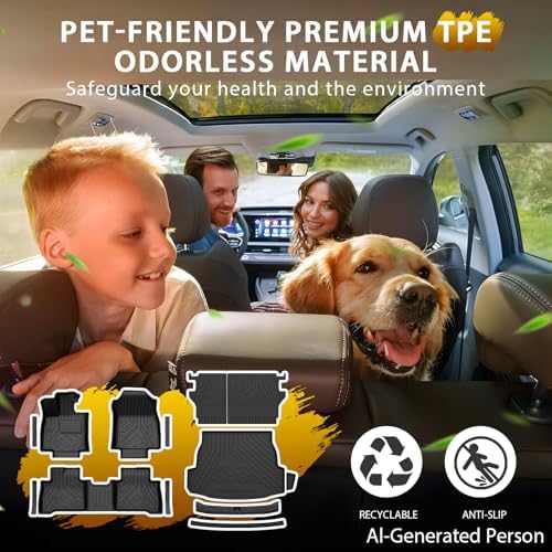 Powerty Floor Mats for Toyota RAV4 Hybrid 2026 2027(Not for PHEV), All Weather 3D TPE Anti-Slip Trunk Cargo Liner Seat Back Covers with Door Sill Guards Protectors Full Set Car Accessories