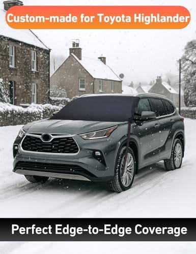 EcoNour Car Snow Cover Compatible for Toyota Highlander| Windshield Cover for Ice and Snow with S-Hook Straps | Heavy-Duty 600D Oxford Winter Car Cover, Waterproof & Anti-Slip
