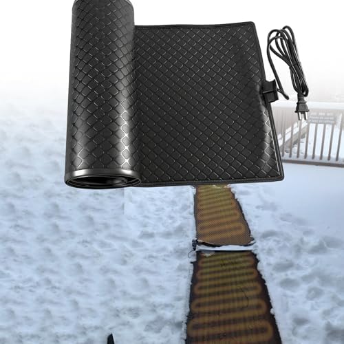 JOJOCY Outdoor Heated Snow Melting Mats, 110V Non-Slip Electric Ice Melting Mats for Driveways, Walkways, Stairs & Sidewalks Weatherproof PVC Heated Mats with 15ft Power Cord (36×300cm(14"×9.8ft))