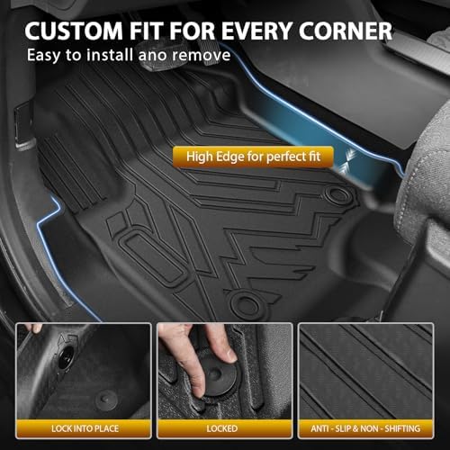 Powerty Floor Mats for 2017-2024 2025 2026 Ford F250/F350/F450 Super Duty Crew Cab Truck Bed Mat (6.8FT) Tailgate Liner Protector All Weather Replacement for Ford F250/F350/F450 Accessories