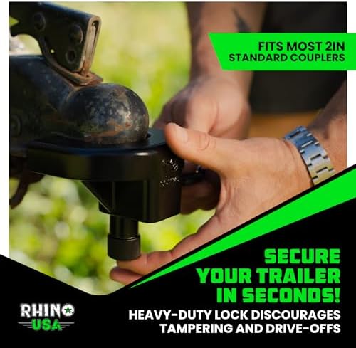 Rhino USA Trailer Coupler Lock Kit (2in Trailers) - Anti-Theft Steel