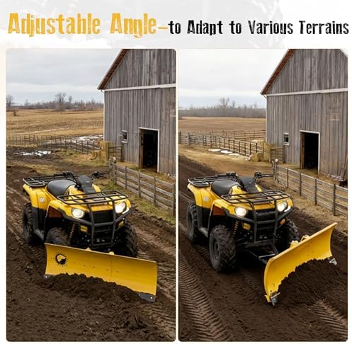 ATV/UTV Front Mount Land Leveler, 48"-60" Adjustable Steel Driveway Grader for Gravel&Dirt, Heavy Duty Yard Leveling Tool, Snow Plow Kit Compatible, 5-Position Angle, Winch Required (Sold Separately)