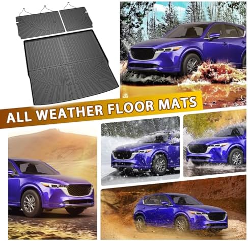 Powerty Floor Mats for Mazda CX-50 Gas 2023-2026 2027, All Weather 3D TPE Anti-Slip Trunk Cargo Liner Seat Back Covers Protectors Full Set Car Accessories