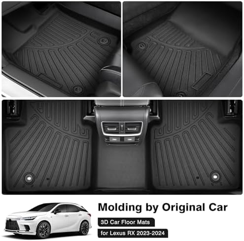 Powerty Floor Mats for 2023 2024 2025 2026 Lexus RX RX350 RX350h RX500h (NOT for RX450h+ PHEV) All Weather 3D TPE Anti-Slip Car Liners for 1st & 2nd Row Accessories