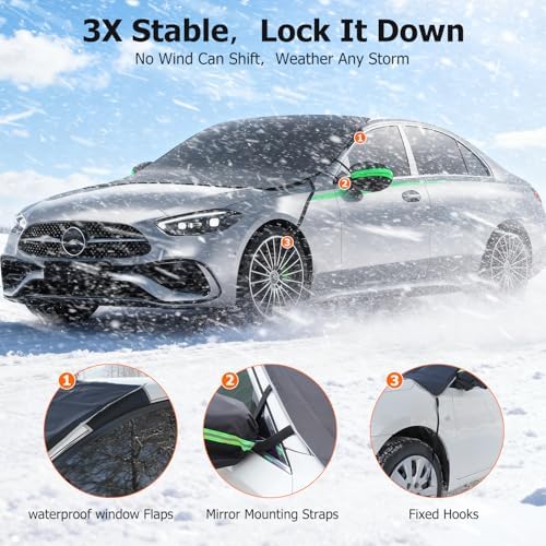 DMJN [2026 Upgraded Car Windshield Cover for Ice and Snow,Windshield Snow Cover for Winter Snow & Frost, 700D Heavy-Duty, Suitable for Cars, Suvs, Trucks-Medium