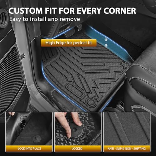 Powerty Floor Mats for Honda Passport 2026 2027, All Weather 3D TPE Anti-Slip Trunk Cargo Liner Seat Back Covers Protectors Full Set Car Accessories