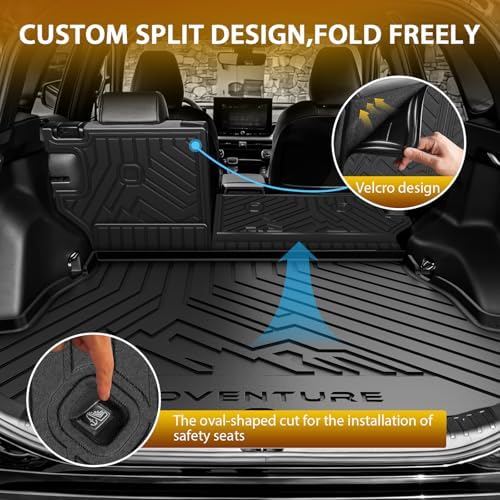 Powerty Floor Mats for Toyota RAV4 Hybrid 2026 2027(Not for PHEV), All Weather 3D TPE Anti-Slip Trunk Cargo Liner Seat Back Covers Protectors Full Set Car Accessories