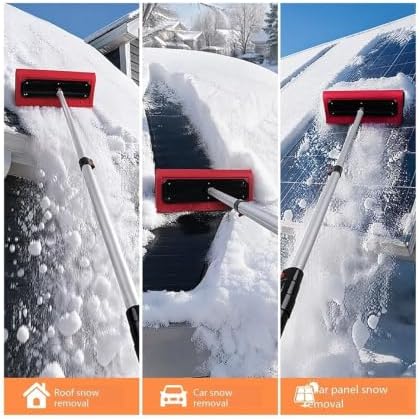 Telescopic Roof Snow Rake Foam Head EVA Soft Edge Solar Panel Snow Removal