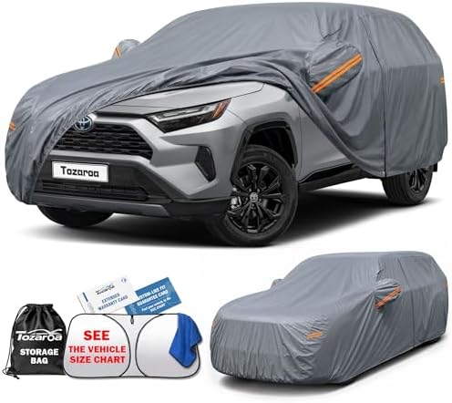 SUV Cover Waterproof All-Weather,Outdoor Full Exterior Car Covers Custom Fit for Toyota RAV4,Honda CR-V,Chevrolet Equinox,Kia Sorento,Hyundai Tucson,Ford Edge,etc,Size S2(See Size Chart)