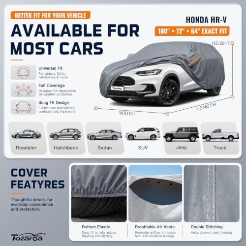 SUV Cover Waterproof All-Weather,Outdoor Full Exterior Car Covers Custom Fit for Honda HR-V,Ford Bronco Sport,Hyundai Kona,Nissan Kicks,Trailblazer,etc,Size S1(See Size Chart)