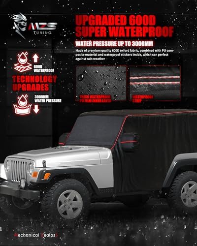 MZS 600D Waterproof Outdoor Cab Cover for Wrangler TJ YJ 2 Door 1986-2006