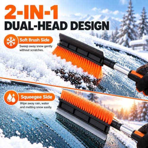 36.4" Extendable 3-in-1 Snow Brush & Ice Scrapers for Car Windshield