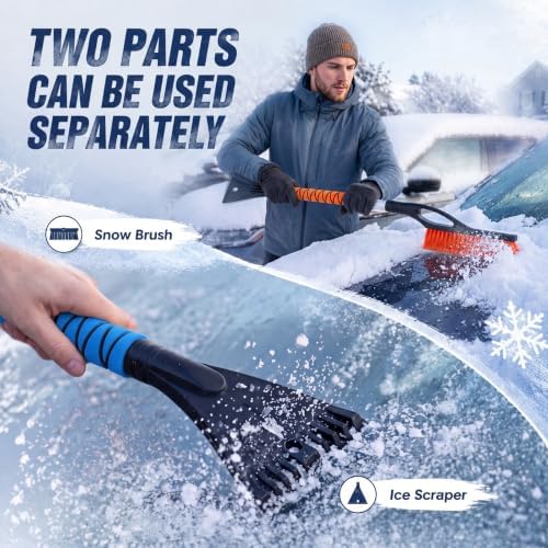 Uiifan 8 Pack 27" Snow Brush and Ice Scraper for Car SUV Truck,Orange,Blue
