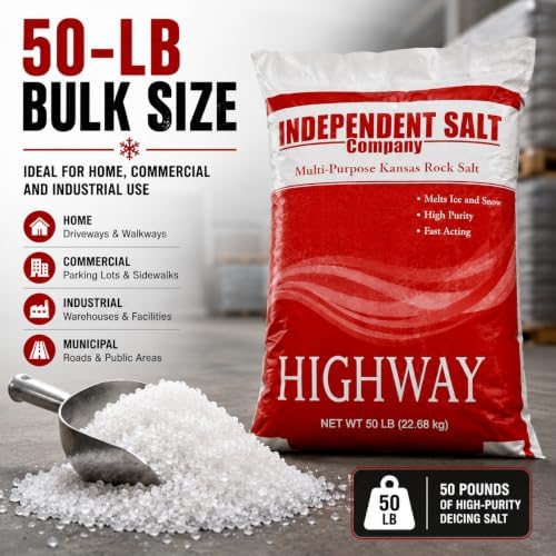 EASYGO PRODUCTS Independent Salt - Snow and Ice Melt Salt for Driveway, Sidewalk, Highway - 50 Pounds 4 Pack