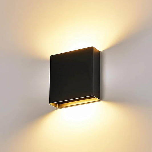 Indoor Outdoor Wall Light, 5%-100% Dimmable, 5 Color Temperature Selectable (2700K-5000K), Modern Wall Sconce for Living Room Porch, IP65 Waterproof, 120V - 277V, CRI90+, ETL FCC Certified