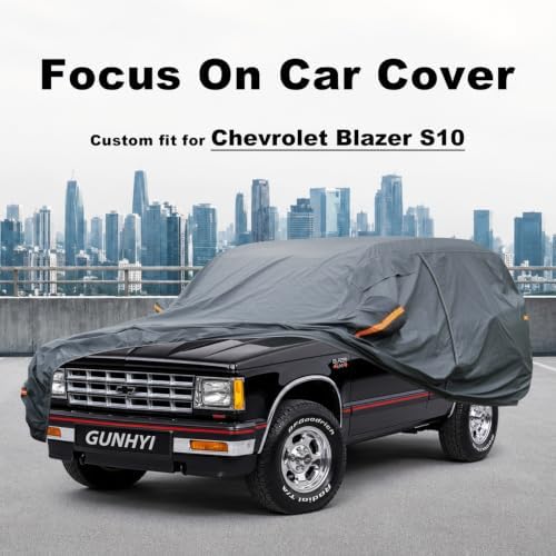 GUNHYI Premium Car Cover Custom Fit Chevrolet Blazer S10, 16 Layers Heavy Duty Car Cover Waterproof All Weather with Zipper Door for Sun Rain Snow Dust Uv Protection