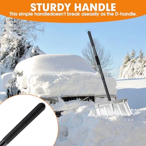 Snow Shovel, Aluminum Portable Snow Pusher Shovel Heavy Duty Metal Snow Shovel for Driveway Car Home Garage