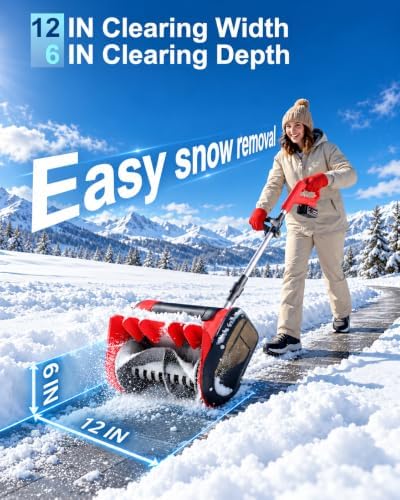 DEGGE Electric Cordless Snow Shovel, 2X 3.0Ah/ 20V/ 12-Inch Battery