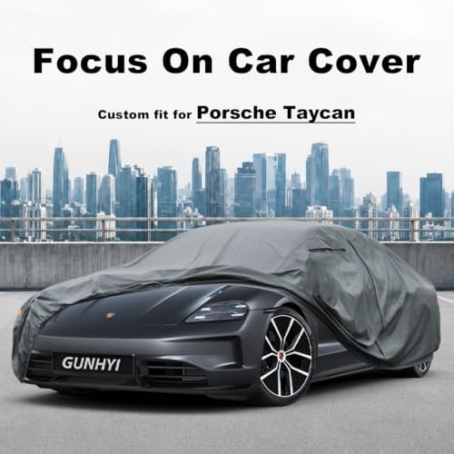 GUNHYI Premium Car Cover Custom Fit Porsche Taycan, 16 Layers Heavy Duty Car Cover Waterproof All Weather with Zipper Door for Sun Rain Snow Dust Uv Protection