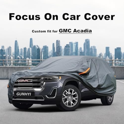 GUNHYI Premium Car Cover Custom Fit GMC Acadia, 16 Layers Heavy Duty Car Cover Waterproof All Weather with Zipper Door for Sun Rain Snow Dust Uv Protection