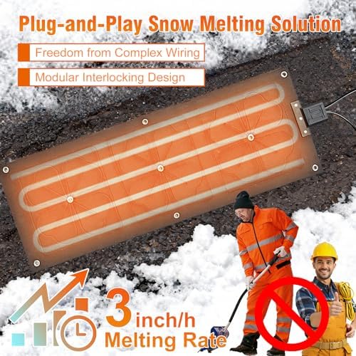 OEBLD 1Pcs Heated Snow Melting Mats for Outdoor Steps 10”X30”(Without Plug)