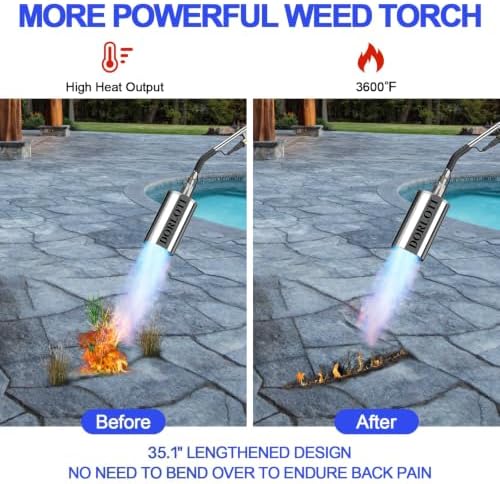 Propane Torch Weed Burner Kit, High Output with Long/Short Mode & Storage Bag,12.5FT Hose Heavy Duty Blow Torch Flamethrower with Self Igniter and Turbo Trigger for Weeding,Roofing,BBQ-35.1 IN