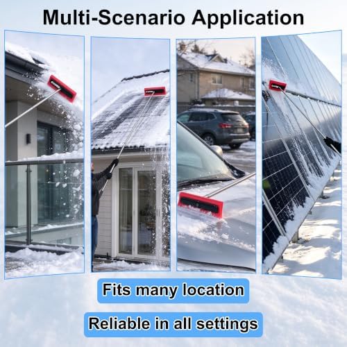 Snow Roof Rake Brush, Adjustable 2.6-21FT Aluminum Roof Snow Removal Tool